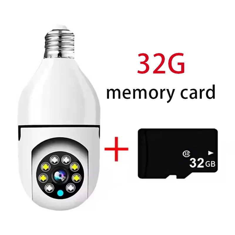 8MP E27 Bulb Surveillance Camera Wifi IP PTZ CCTV Camera 10X Zoom Color Night Vision Human Tracking Security Baby Monitor Cam
