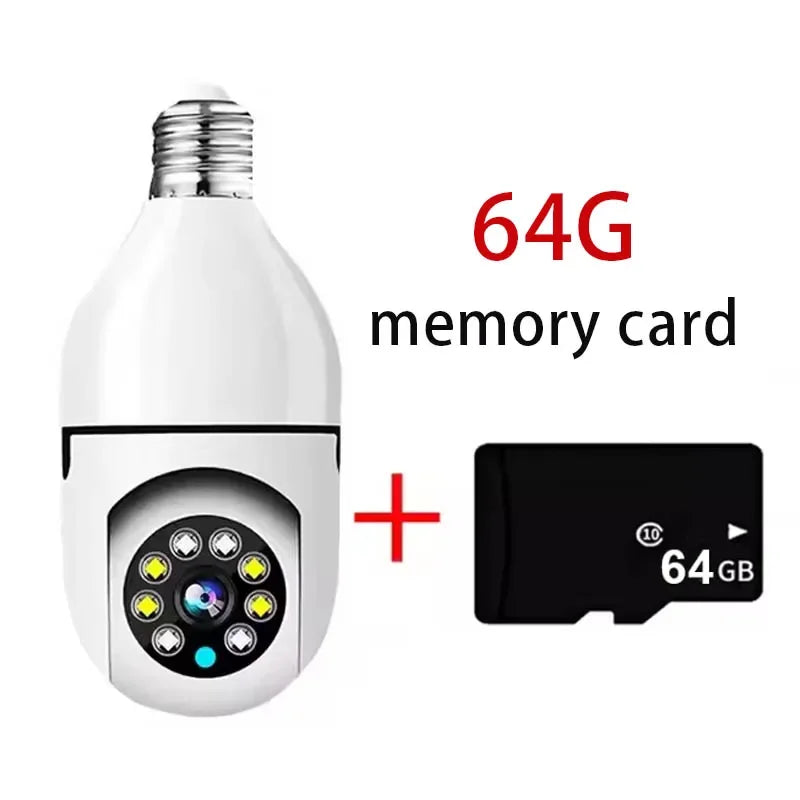 8MP E27 Bulb Surveillance Camera Wifi IP PTZ CCTV Camera 10X Zoom Color Night Vision Human Tracking Security Baby Monitor Cam