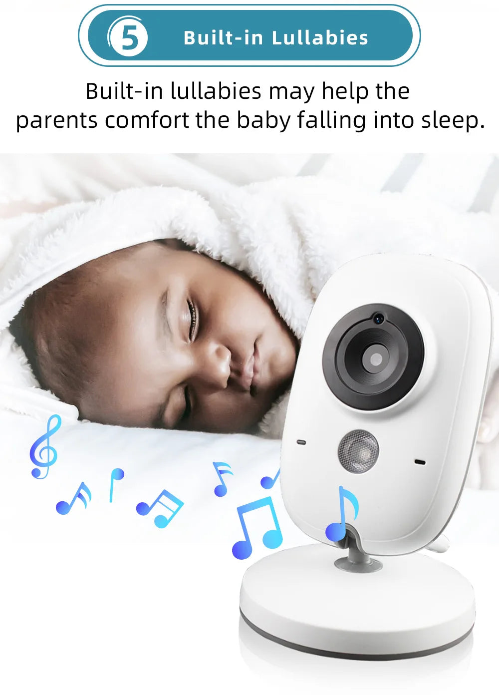 TakTark 3.2 Inch Wireless Video Baby Monitor With Lullabies Auto Night Vision Two Way Intercom Temperature Monitoring Babysitter
