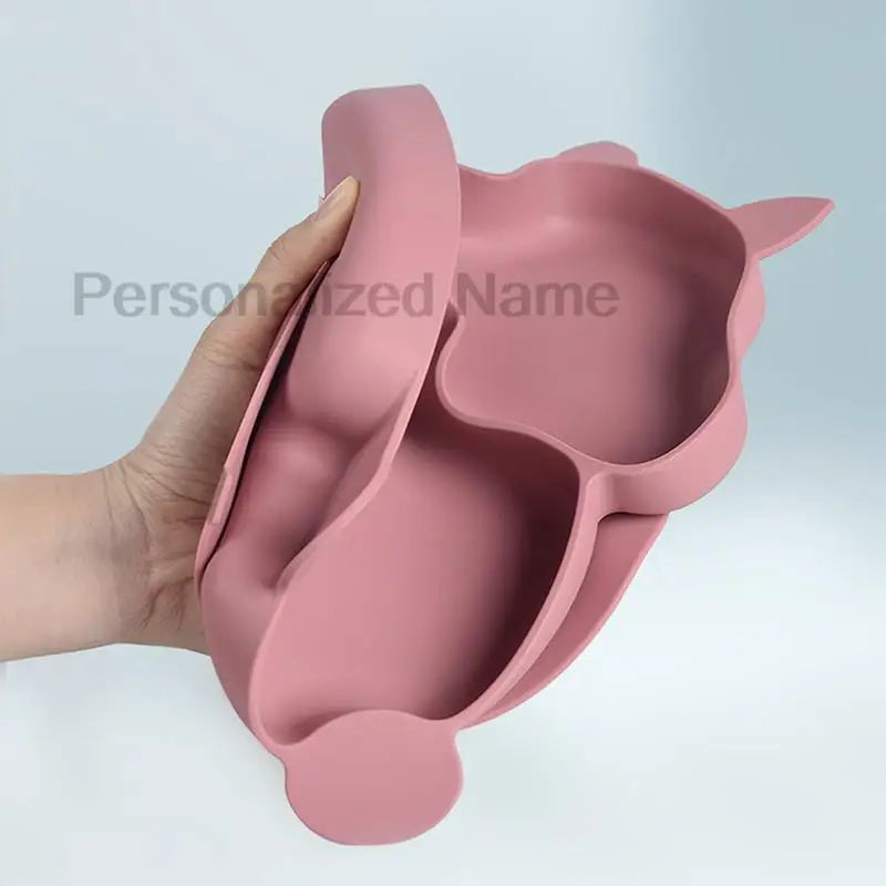 Free Custom Logo Baby Soft Silicone Sucker Bowl Plate Non-slip Squirrel Spoon Fork Sets Children's FeedingTableware  BPA Free